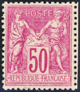 N°98 50c rose TB centré neuf * TB