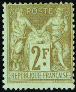 N°105 2f bistre sur azuré neuf ** TB