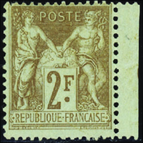 N°105 2f bistre sur azuré neuf ** TB