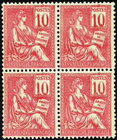 N°112 10c Mouchon bloc de 4 neuf ** TB