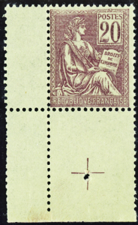 N°113 20c brun-lilas cdf croix de repère neuf ** T