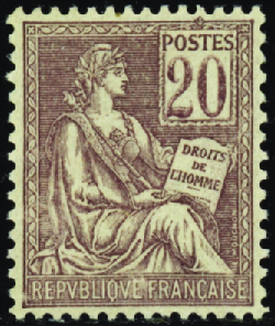 N°113 20c brun-lilas TB centré neuf ** TB