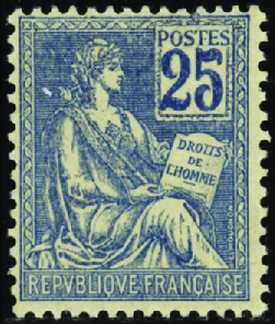 N°114 25c bleu neuf ** TB