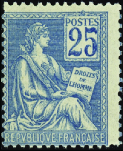 N°114 25c bleu neuf ** TB