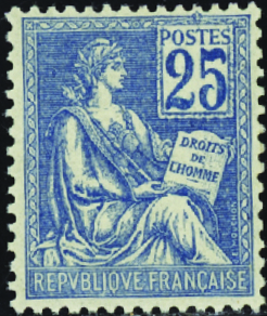 N°114 25c bleu neuf ** TB