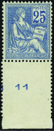 N°114 25c bleu bdf neuf ** TB