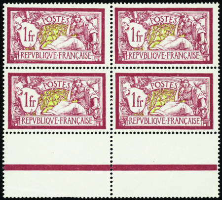 N°121 1f Merson bloc de 4 bdf neuf ** TB