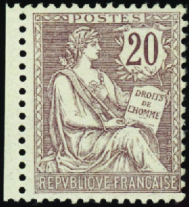 N°124 20c brun-lilas neuf ** TB