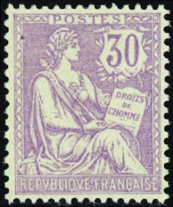 N°128 30c Mouchon violet TB centré neuf * TB