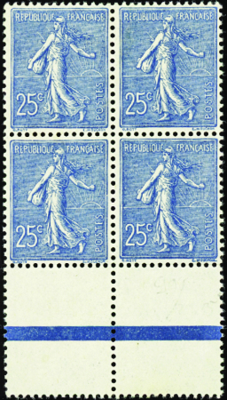 N°132 25c Semeuse bleu bloc de 4 bdf neuf ** TB