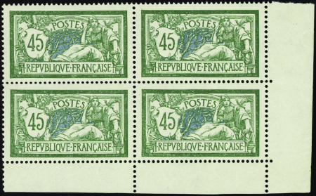 N°143 45c Merson bloc de 4 cdf TB centré neuf ** T