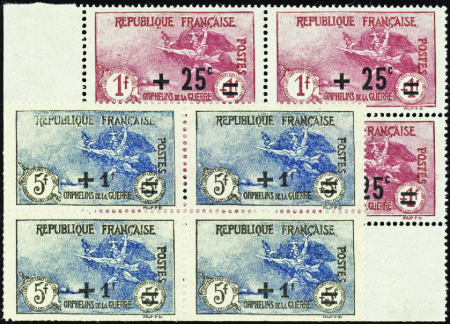 N°162/169 Orphelins surchargés 8 valeurs en blocs