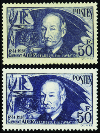 N°398 + 398a Clément Ader normal et papier épais n