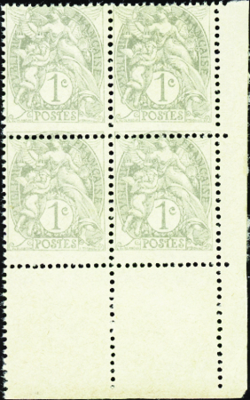 N°107 1c gris bloc de 4 piquage à cheval neuf ** T