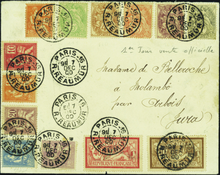 N°107/111 +113/117 +119/120 sur lettre obl 7 dec 1