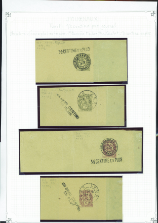 N°107/108 1/2 centime en plus 4 bandes journaux ob