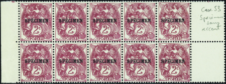 N°108 bloc de 10 "spécimen"(1 ex sans accent) neuf