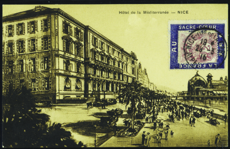 N°108 2c Blanc sur porte-timbre 'Au sacré coeur" s