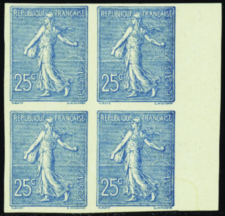 N°132c 25c Semeuse lignée bloc de 4 non dentelé ns