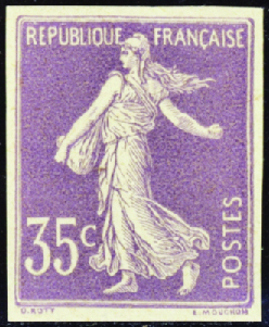 N°136b 35c Semeuse violet non dentelé nsg TB
