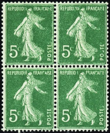 N°137 neuf ** (1ex*) bloc de 4 "c" de 5 absent et 