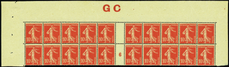N°138 bloc de 20 timbres manchette GC mill 6 neuf 