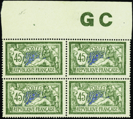N°143d bloc de 4 manchette GC* TB centré  neuf ** 