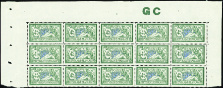 N°143 45c Merson bloc de 15 manchette GC neuf ** T