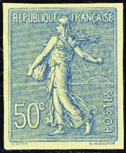 N°161a 50c bleu non dentelé nsg TB