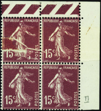 N°189 bloc de 4 impression sur raccord neuf ** TB