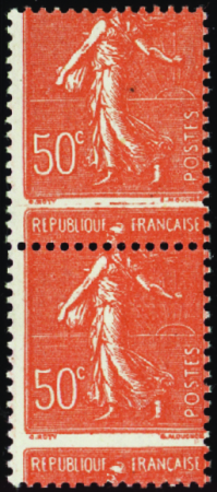 N°199 neuf ** (1ex*) paire piquage à cheval neuf 