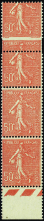 N°199 bande de 4 variété de piquage neuf ** TB