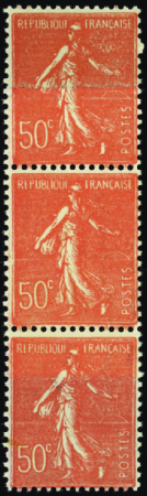 N°199 bande de 3 impression sur raccord neuf ** TB