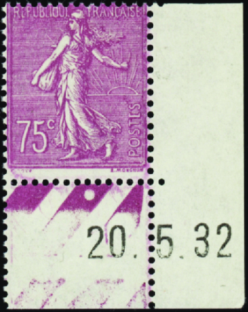 N°202a 75c Semeuse lignée type II cdf daté 20-5-32