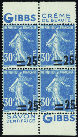 N°217 bloc de 4 surcharge à cheval neuf ** TB