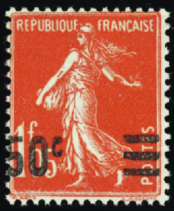 N°225c surcharge intervertie valeur sur valeur neu