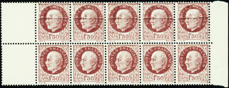 N°517 bloc de 10 fond ligné sur 5 timbres (2ex*) n