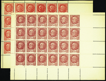 N°517e/517f faux FFI brun+brun-noir 2 blocs de 24