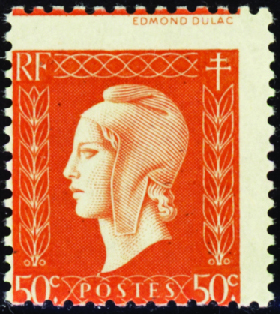 N°685 50c Marianne de Dulac piquage à cheval neuf