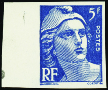 N°719B 5f bleu non dentelé bdf neuf ** TB