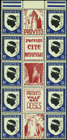 N°755 Bloc de 10 intervalle Provins neuf ** TB