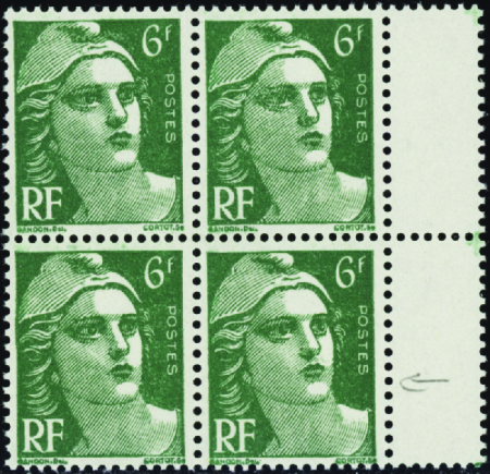 N°884a mêches reliées retouchées tenant à normal n