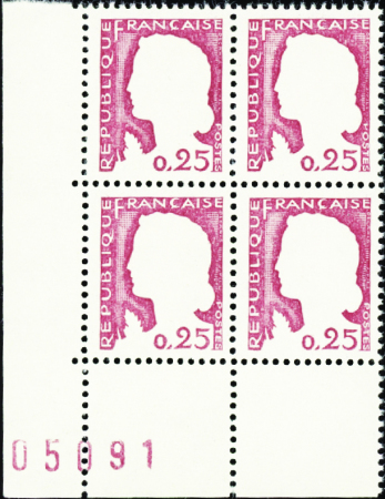 N°1263g gris omis bloc de 4 cdf neuf ** TB