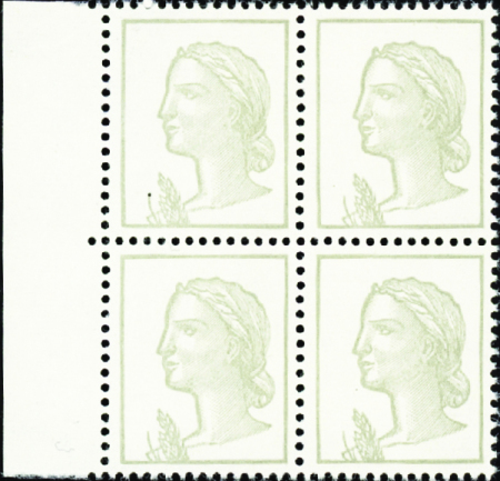 N°1263h rouge omis bloc de 4 bdf neuf ** TB