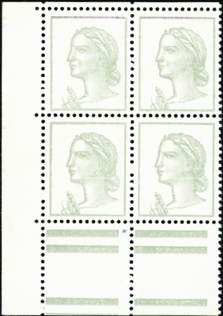 N°1263 Couleur carmin absente bloc de 4 de carnet