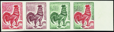 N°1331A 0,25 Coq bande de 4 essais neuf ** TB