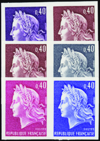 N°1536 0,40 M de Cheffer 6 essais de couleur neuf