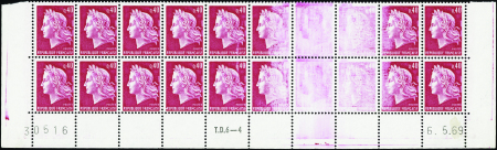 N°1536B bloc de 20 bas de feuille* variété d'impre