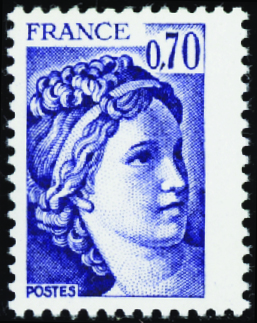 N°2056a 70c bleu-violet sans bande de phosphore ne
