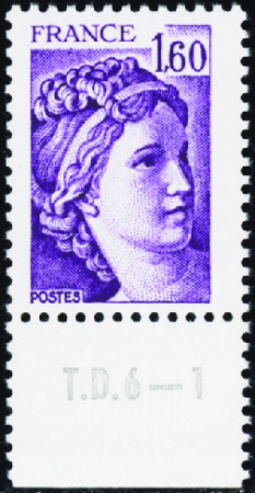 N°2060a 1f60 Sabine sans phosphore neuf ** TB